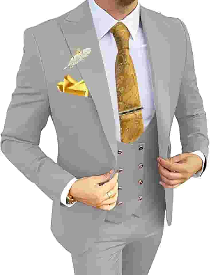 Ternos masculinos de 3 peças slim fit para homens terno trespassado blazer masculino colete calças para homens trajes de casamento formatura