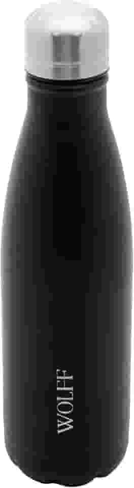 WOLFF - Garrafa Térmica de Aço Inox Preta com Parede Dupla - 500ml - Linha Ice