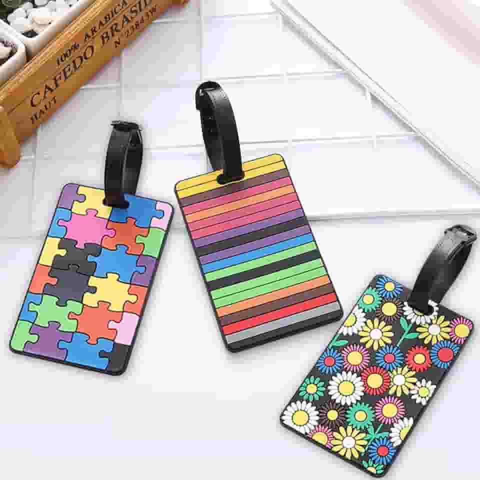 3 etiquetas de bagagem para malas - Etiquetas essenciais de viagem com proteção de privacidade