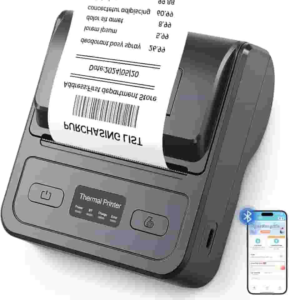 Mini Impressora Térmica Portátil de Recibos 80mm, Conectividade Bluetooth Compatível com Android, iOS e Windows, Velocidade de Impressão: 70–90 mm/s, 203DPI, Adequada para Imprimir Recibos e Bilhetes