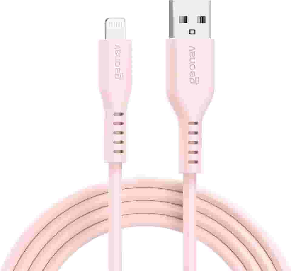 Geonav Cabo de Silicone USB-A para Lightning, carregamento até 12W, Silicone resistente, 1,5m, ESLISPK, Rosa