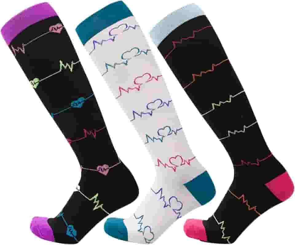 Meias de compressão para homens e mulheres 20-30 mmHg Meias de suporte graduado para enfermeiras de corrida de futebol