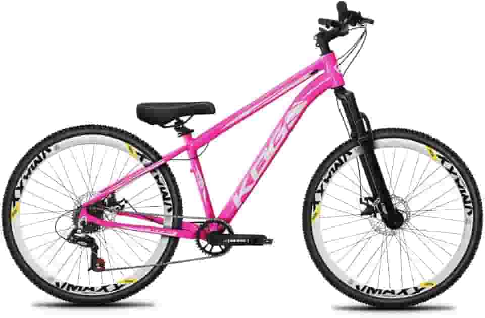 Bicicleta Aro 26 KOG Freeride 1x7 – Estilo Grau, Suspensão 29”, Freios a Disco, Aros Vmaxx Neon – Bike Urbana de Alta Performance, Rosa Chiclete