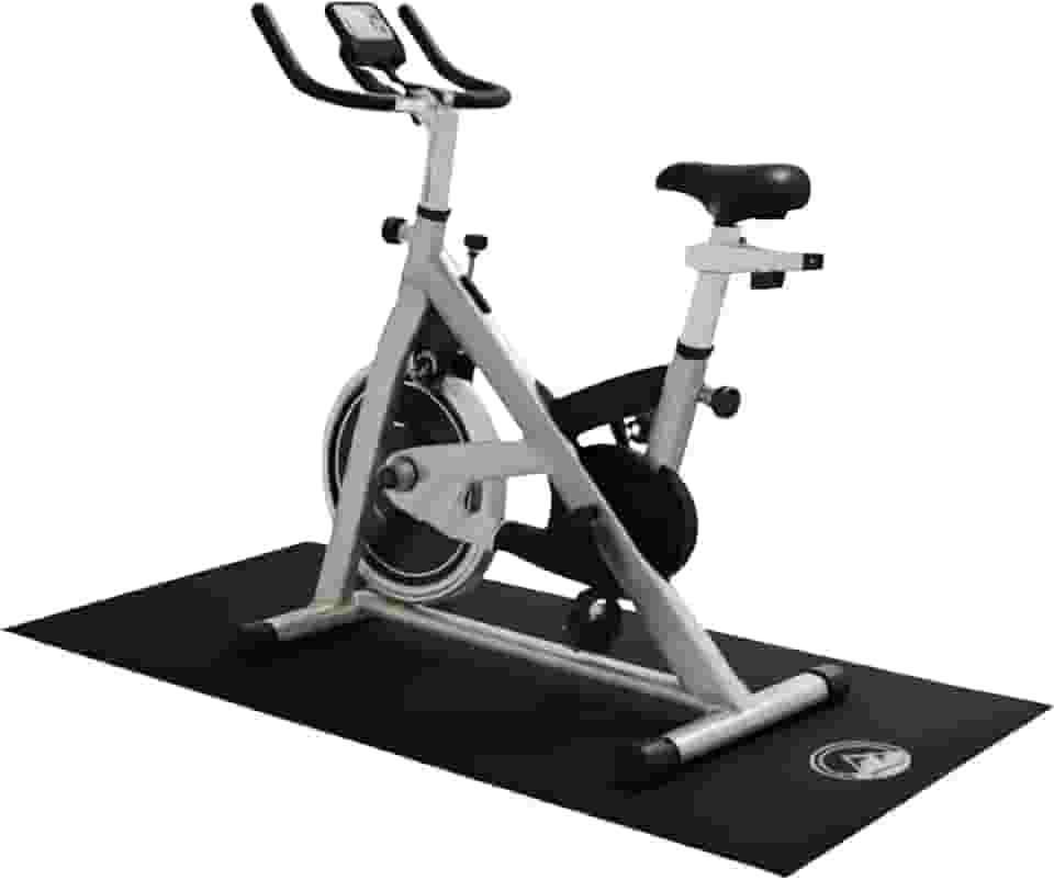 Tapete de bicicleta ergométrica – Tapete antiderrapante impermeável para ciclismo interno ou esteira – Tapete de treino multiuso com redução de ruído da Wakeman, preto