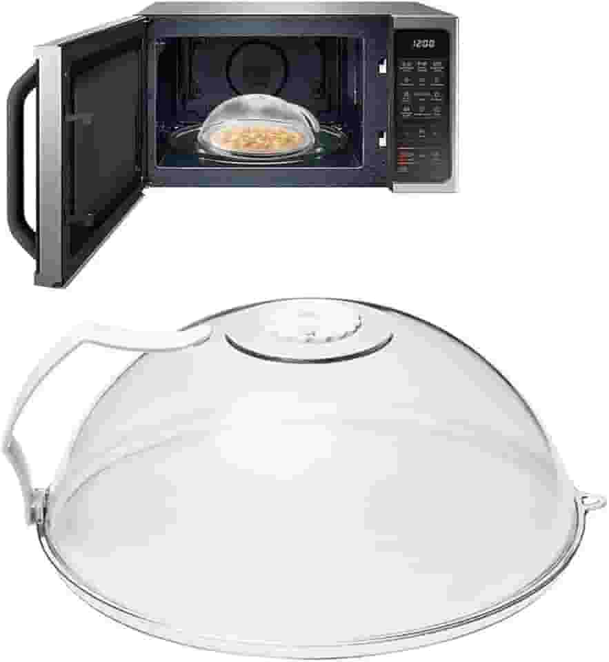 Tampa Microondas Anti-Respingo Com Alça e Transparente Anti Sujeira Com Válvula Livre de BPA Premium