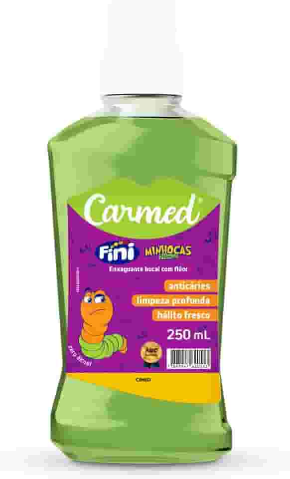 Carmed Fini Minhocas Enxaguante Bucal com Flúor Sabor Maçã Verde 250ml