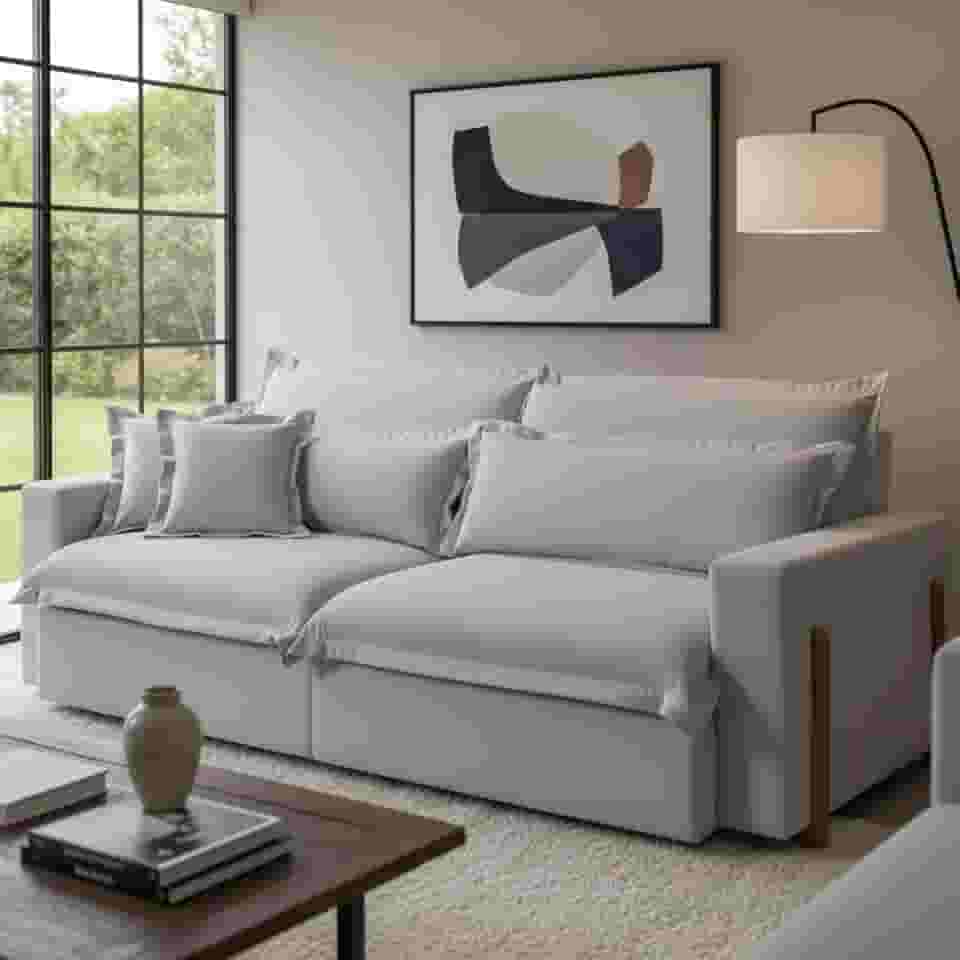 Sofá Retrátil e Reclinável Dubai com Molas Ensacadas, 1,90m. (Cinza Claro)