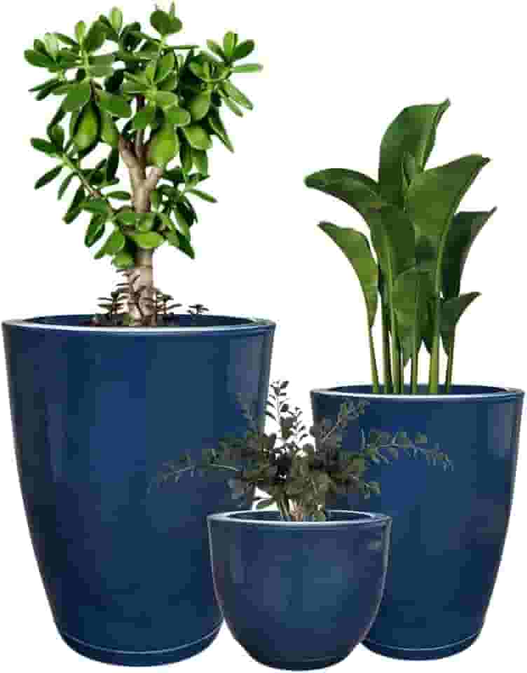 Kit 3 Vasos para Plantas Decorativo Luxo Efeito Marmorizado Cor Azul