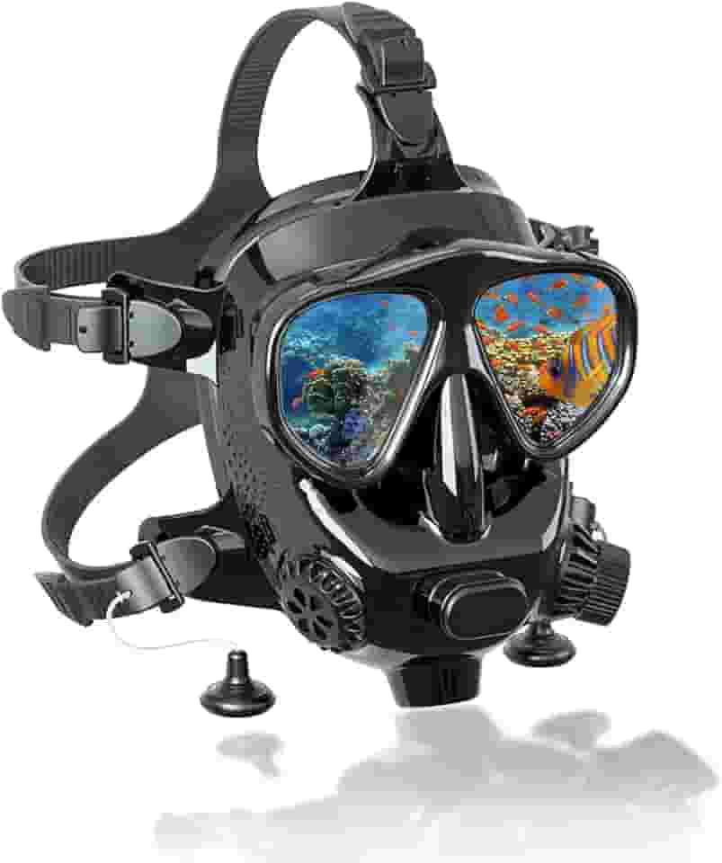 TUDIVING-Máscara de mergulho facial completa com suporte para câmera, equipamento de mergulho com snorkel e óculos de mergulho, Kit de mergulho adulto para tanque de mergulho de 1L/2L