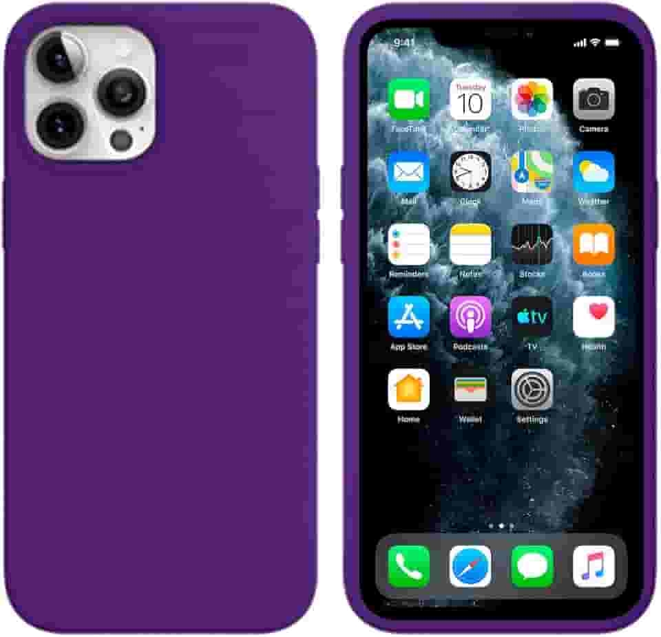 Capinha Colorida Compatível Com iPhone 12 PRO MAX Vermelha ,Preta, Laranja, Amarela, Azul, Rosa, Pink, Branca, Lilás, Marrom, Verde, Roxo, Case Slim Flexível Aveludada Com 3 Camadas De Proteção PREMIUM ONYK (ROXO)