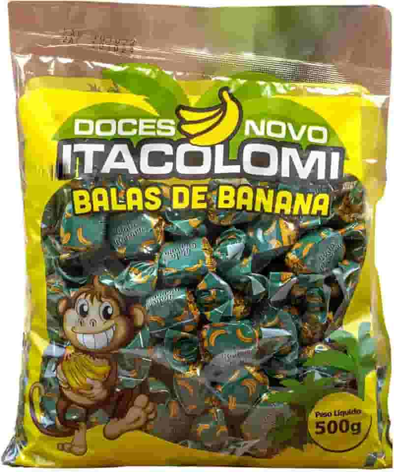 Bala de Banana 500g Embrulhada – Doce Natural, Vegano, Sem Glúten, Ideal para Lanches