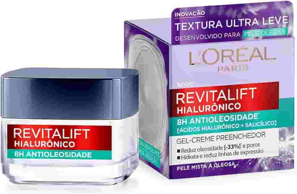 L'Oréal Paris Revitalift Hialurônico, Creme Facial Anti-Idade Noturno com Ácido Hialurônico, Preenche Linhas de Expressão, Hidrata Intensamente e Tonifica a Pele, 49g