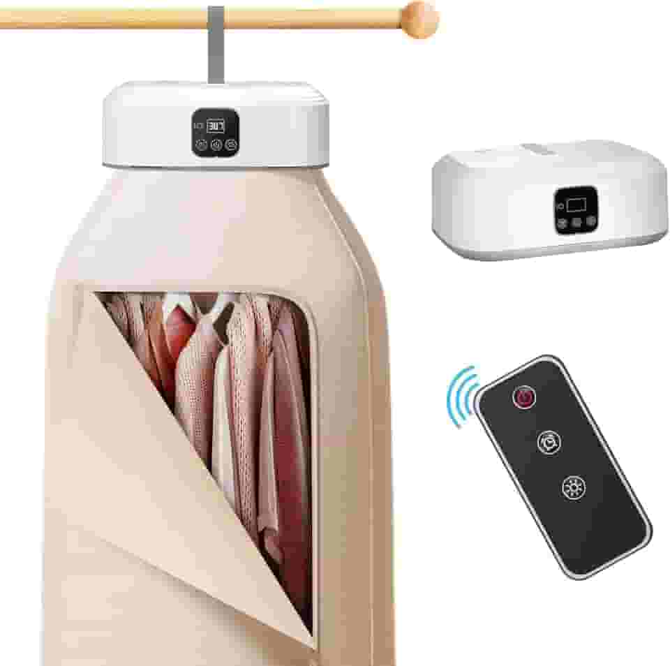 Secador de Roupas Portátil, Mini Secadores de Roupa com Controle Remoto, Pequena Máquina de Secagem Elétrica Dobrável Compacta com Saco Seco para Viagens, Trailer, Casa, Apartamento
