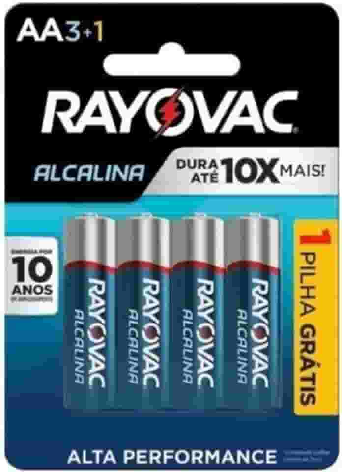 Pilha, Rayovac, Alcalina 208013, Azul, Aa, Pequena, Pacote de 4