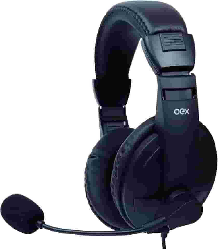 OEX Fone De Ouvido Heasdet para Call Center USB com controle de áudio no cabo - HS102 - Preto