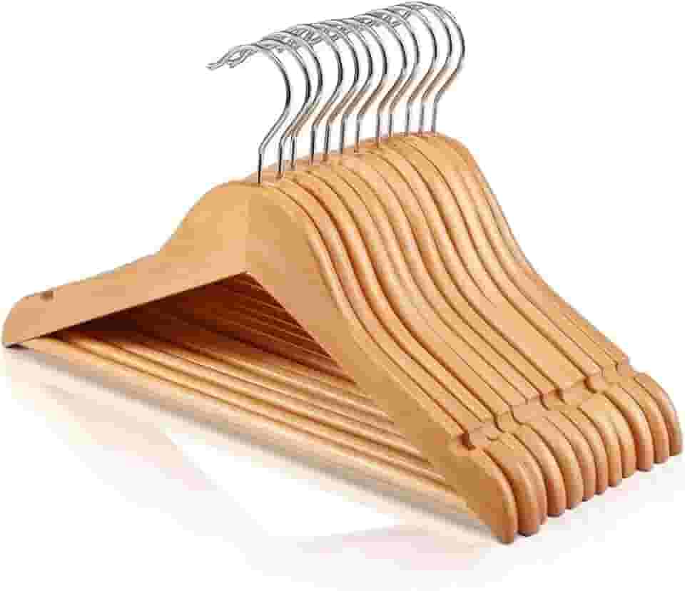 Cabides De Madeira para roupas acabamento suave marfim - pacote com 16 cabides