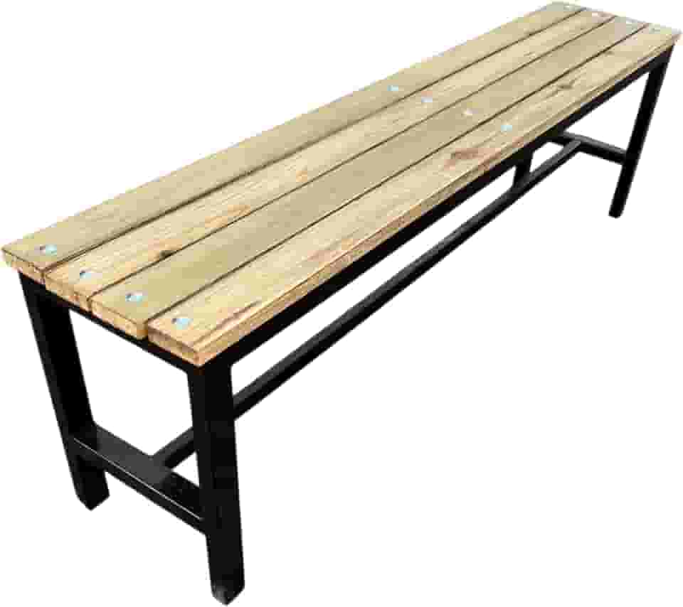 Banco para Refeitório e Jardim, Madeira e Metal, 150 cm x 30 cm x 45 cm, 8 kg, Preto