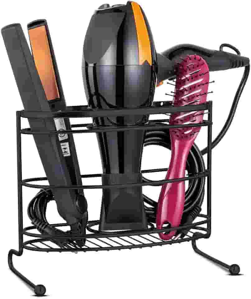 Organizador Banheiro Porta Secador de Cabelo Suporte Preto Chapinha e Escova
