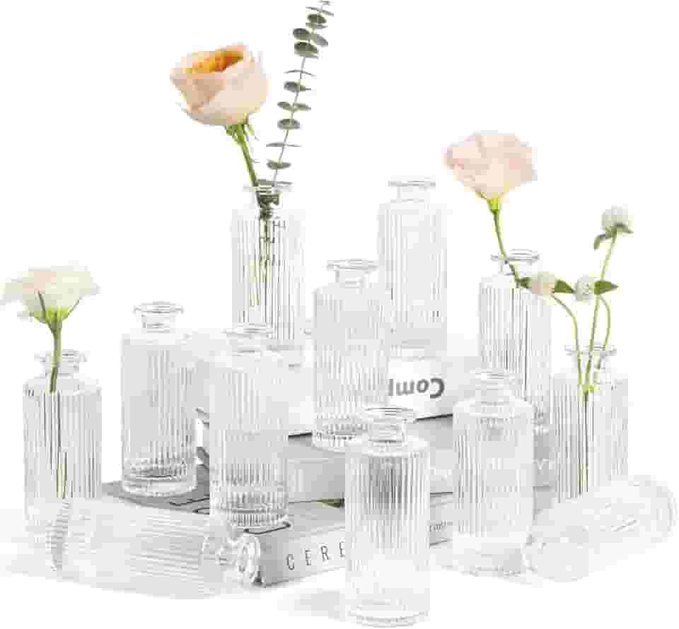 Kit 5 Vasos Decorativo em Vidro Jarrinho Flores Solitário Difusor