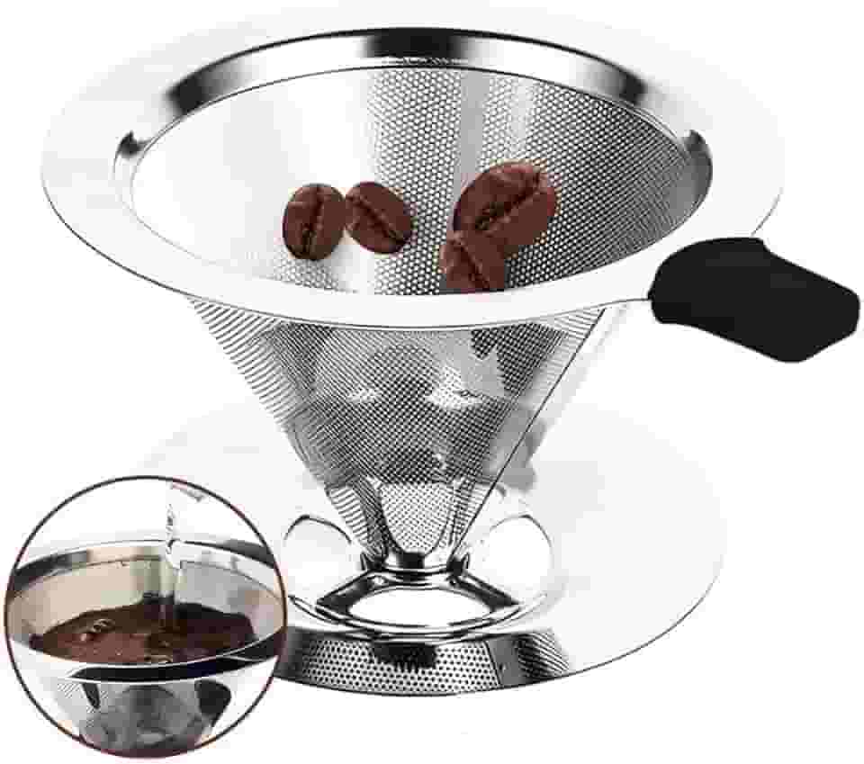 Coador de Café Premium Inox 304 | Filtro Reutilizável Pour Over Tamanho 101 | Sem Papel, Dupla Malha, Sustentável Para 1-2 Xícaras