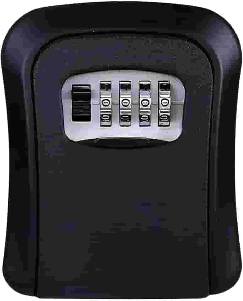 Mini Cofre de Parede com Senha para Chaves Preto – Cofre Seguro e Resistente com Instalação Fácil | Tampa de Alumínio + Corpo em Plástico Reforçado | Ideal para Casas, Airbnb, Hotéis e Escritórios