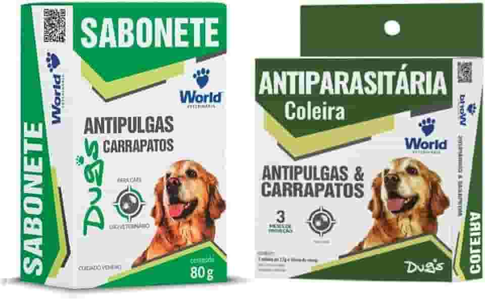 Sabonete e Coleira Dugs Antipulgas Carrapatos Para Cães