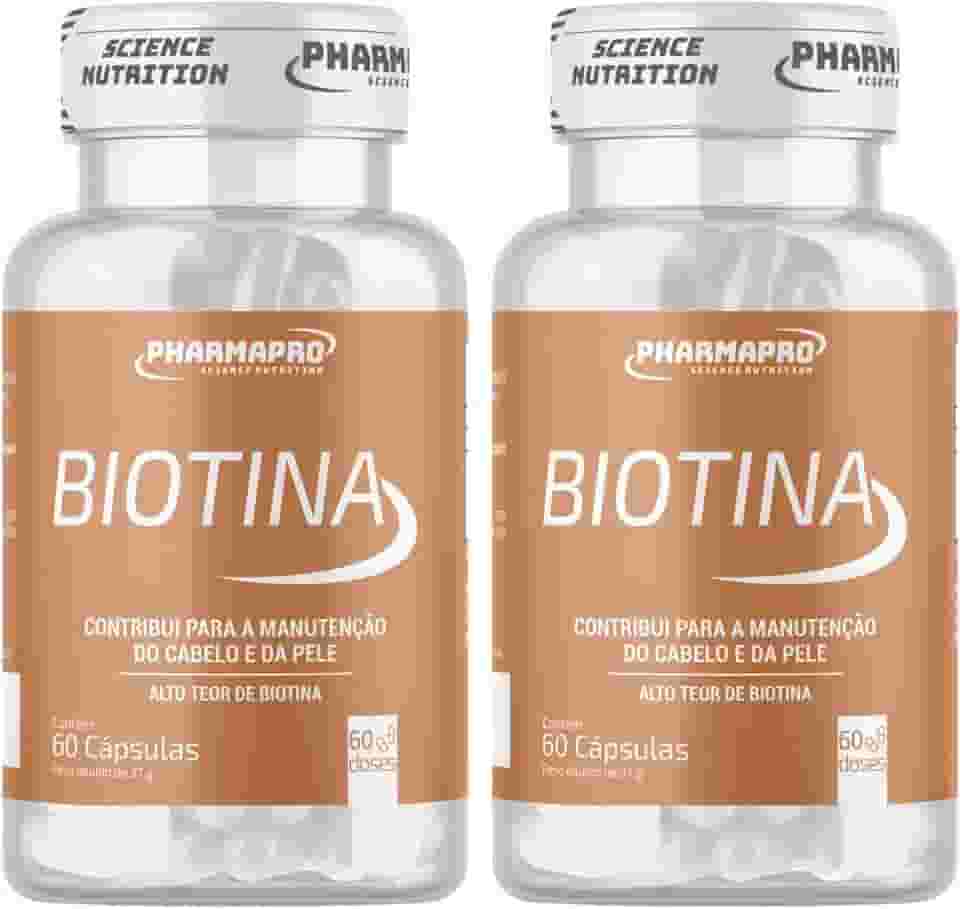 Kit 2x Biotina Pura 60 Capsulas Vitamina B7 Cabelo Pele Unha Vitamina Para Homens e Mulheres Firmeza Importada Original