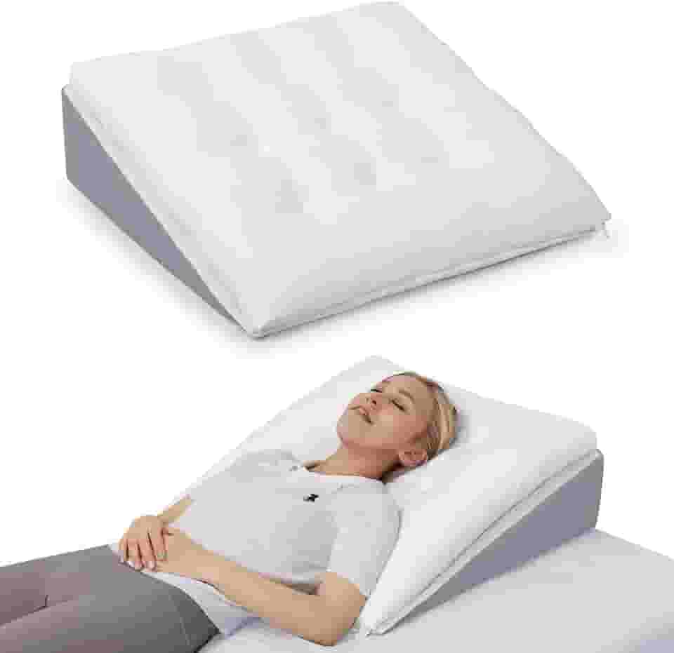 TANYOO Travesseiro de cama para apneia do sono, travesseiro Gerd, camada dupla, triangular, ajustável, suporte macio, ideal para refluxo ácido, após cirurgia, ronco
