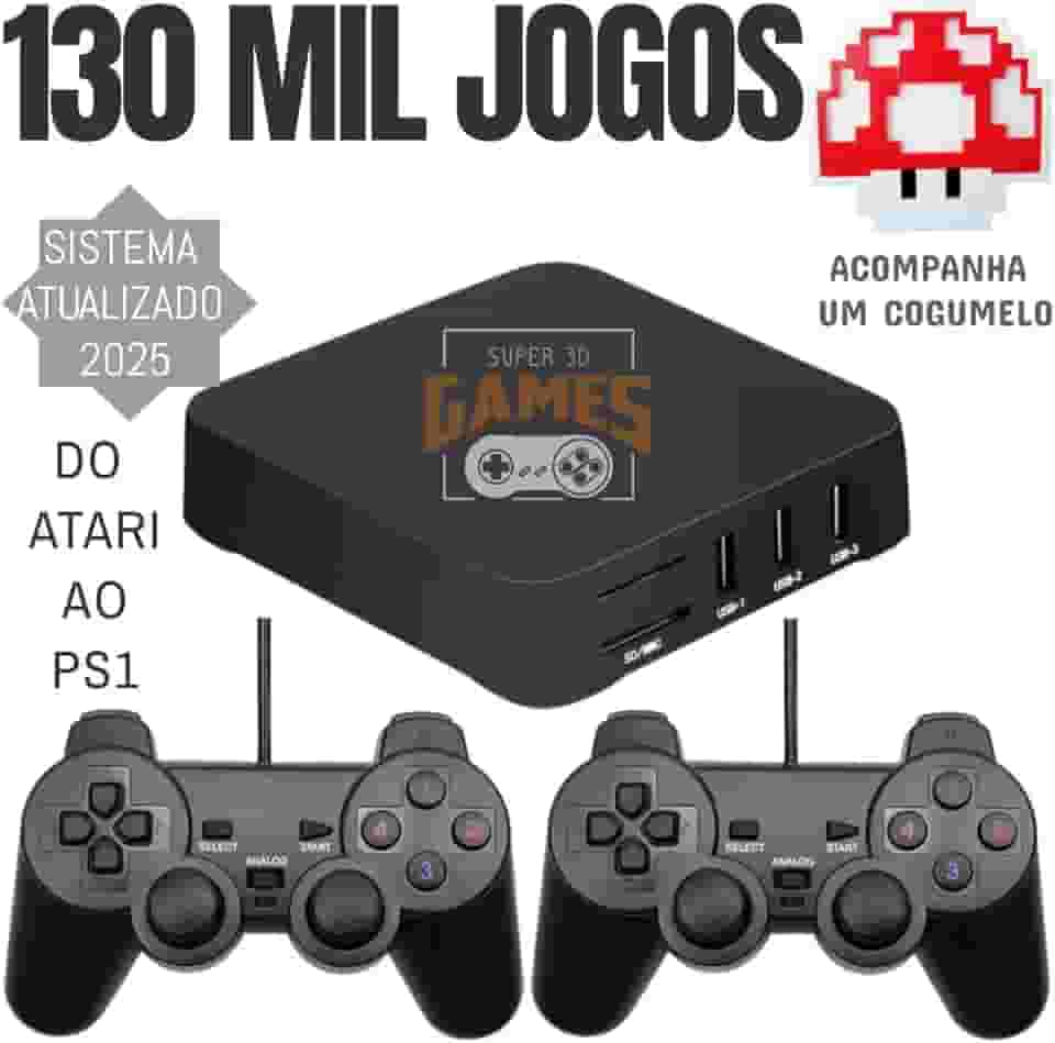 Mini Console Retro Super 3D Games com 130 mil jogos + 2 Controles - Super 3D Games [video game] [video game]