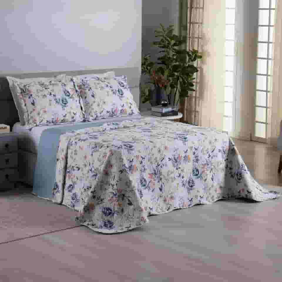 Kit Colcha Cobre Leito 3 Peças Dupla Face Casa Dona 150 fios (Casal, Versailles)