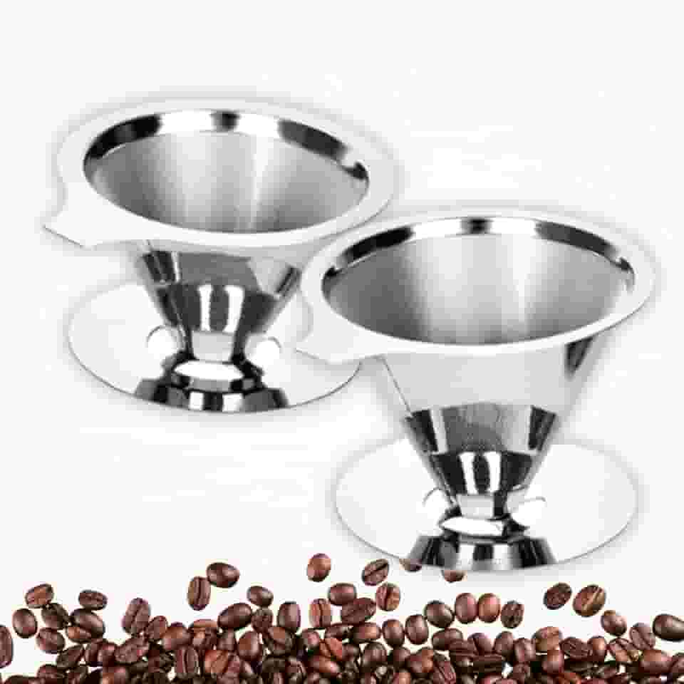 Kit Filtro de Café Coador Reutilizável em Inox | Malha Fina, Aço Inoxidável, Fácil de Limpar, Sustentável, Resistente, Portátil, Durável | Tamanhos 102 e 103 - Marca Layed®