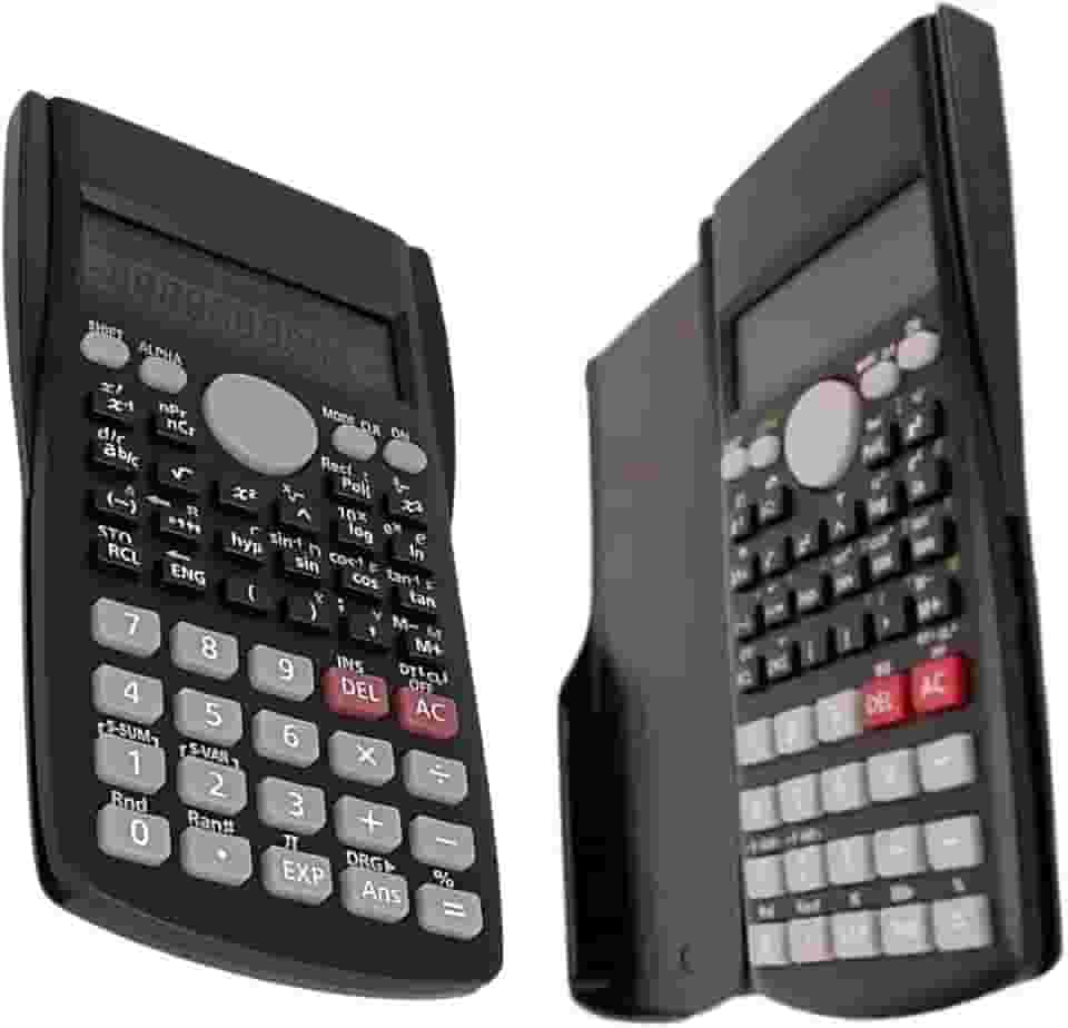 Calculadora Científica com 240 Funções, Display 2 Linhas, Ideal para Estudantes e Engenharia, Portátil, Preta