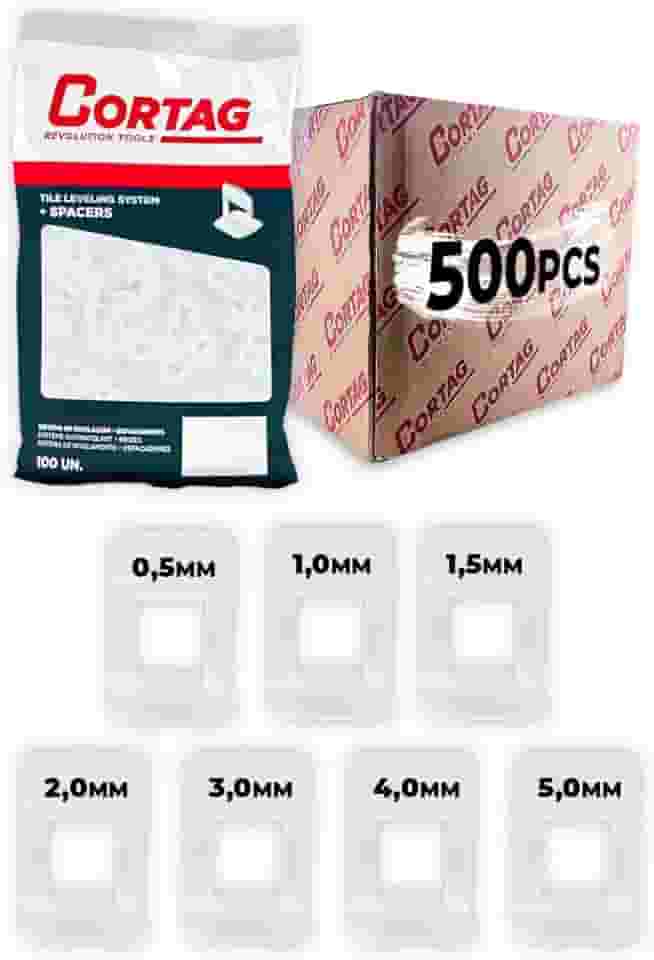 Espaçador Nivelador Tradicional C/500 Peças Cortag Para Porcelanato Piso Azulejo Cerâmica Profissional - (0.5MM)