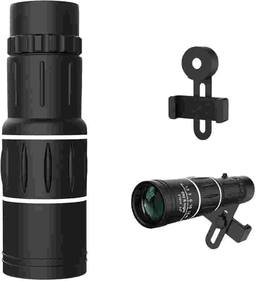 Telescópio monocular de alta potência 16 x 52 para observação de pássaros, shows, viagens e fotografia – leve, óptico multirevestido para visualizações claras, suporte de telefone incluído