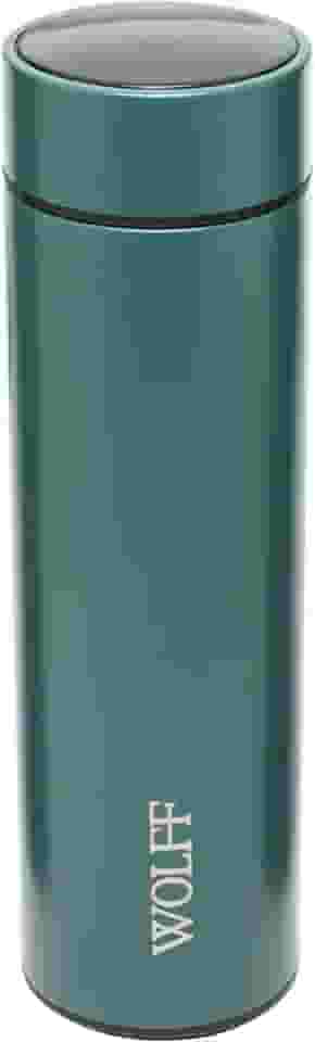 WOLFF - Garrafa Térmica de Aço Inox com Termômetro em Led 500ml Verde - Conserva Bebidas Quentes e Frias
