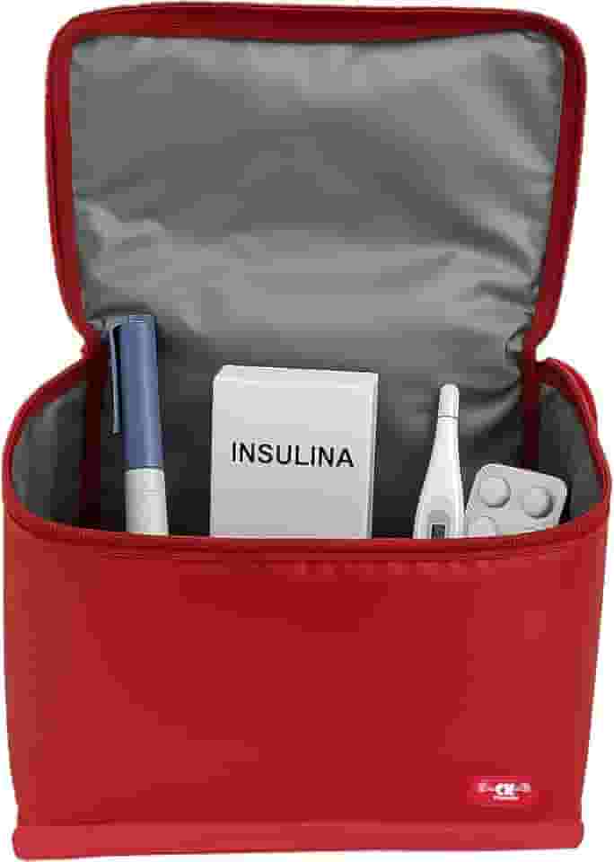Bolsa Termica Pequena Para Medicamentos Insulina Vermelha