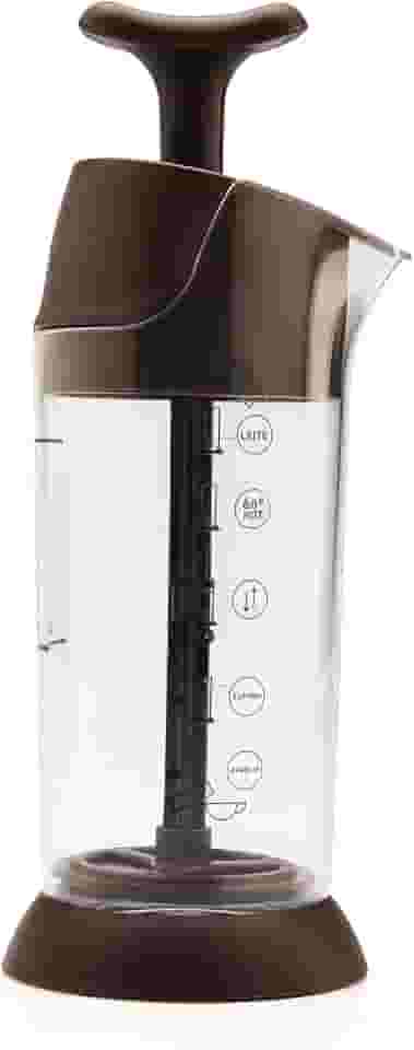 Espumador de Leite Pressca – Cremeira Manual Para Leite Quente e Frio, Livre de BPA, Vai ao Micro-ondas, Alta Resistência, Café Cremoso em Segundos - Cor:Marrom