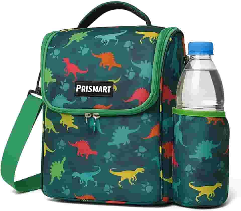 Bolsa Lancheira Térmica Infantil Menino e Menina Para Marmita Escolar Com Alça (Dinossauro e Unicórnio) (Verde)