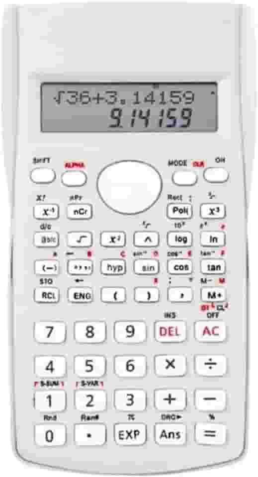 Calculadora Científica de Engenharia, 240 Funções, Display de Linha Dupla, Ideal Escola e Escritório (Branca)