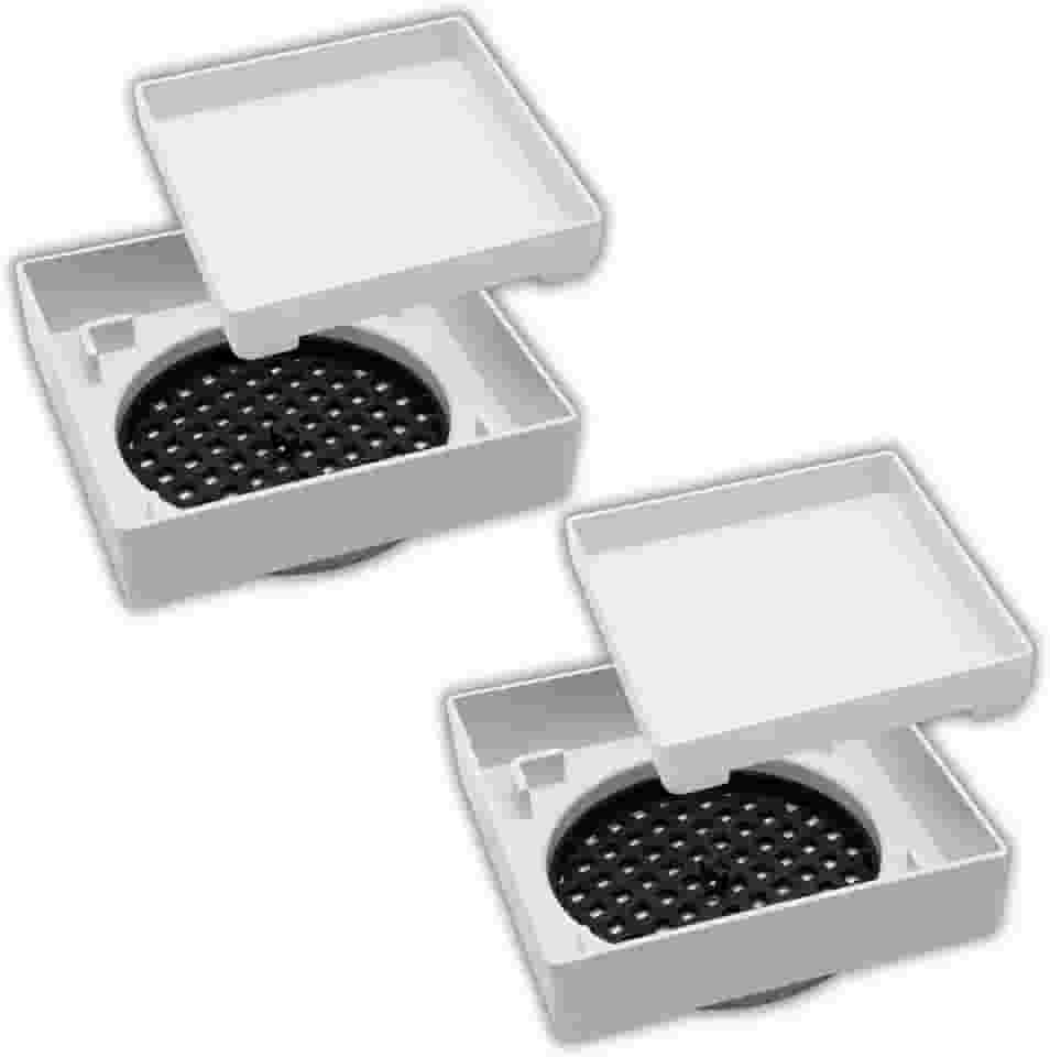 Kit 2 Ralo Oculto 10x10 ABS Premium Não Empena, Não Amarela, Ralo Invisível Inteligente para Porcelanato, Grelha Anti-Inseto - Branco (Branco)