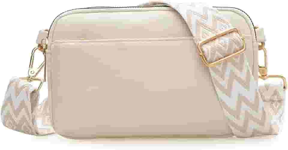 Bolsas transversais com zíper triplo para mulheres, bolsas de couro vegano, bolsas de ombro pequenas com alça larga