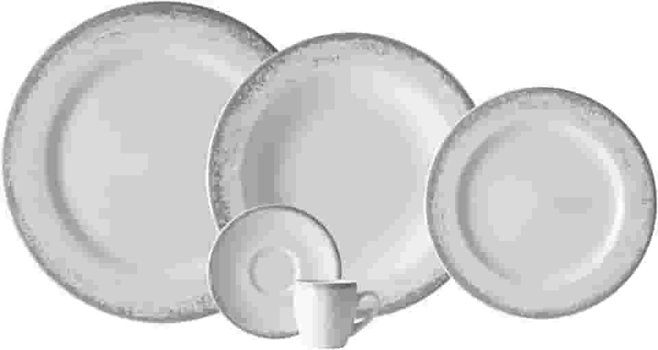 Serviço de Jantar e Café 30 Peças em Porcelana, Decoração Névoa Cinza, Porcelana Schmidt