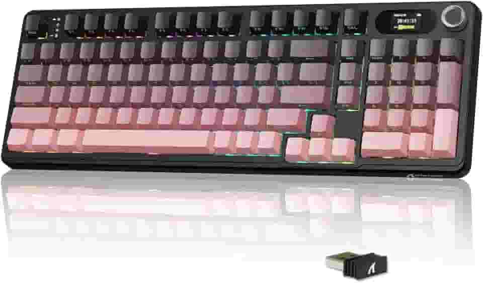 ATTACK SHARK X98 PRO Teclado mecânico sem fio para jogos com tela inteligente,botão de mídia,junta de 2,4 GHz/USB-C/BT5.0,interruptor linear hot-swap,teclas PBT impressas na lateral,PC Mac(Blackberry)