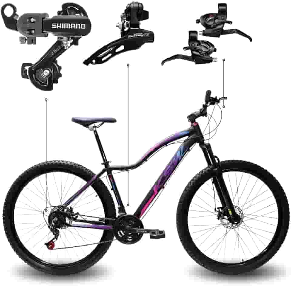 Bicicleta Aro 29 Feminina KSW MWZA Shimano Quadro Alumínio Rebaixado Freio a Disco Mecânico MTB