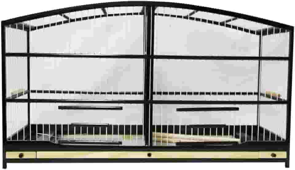 Gaiola Passarinho Em Madeira - Reprodução Canário/Coleira/Curió - Abaulada Preto