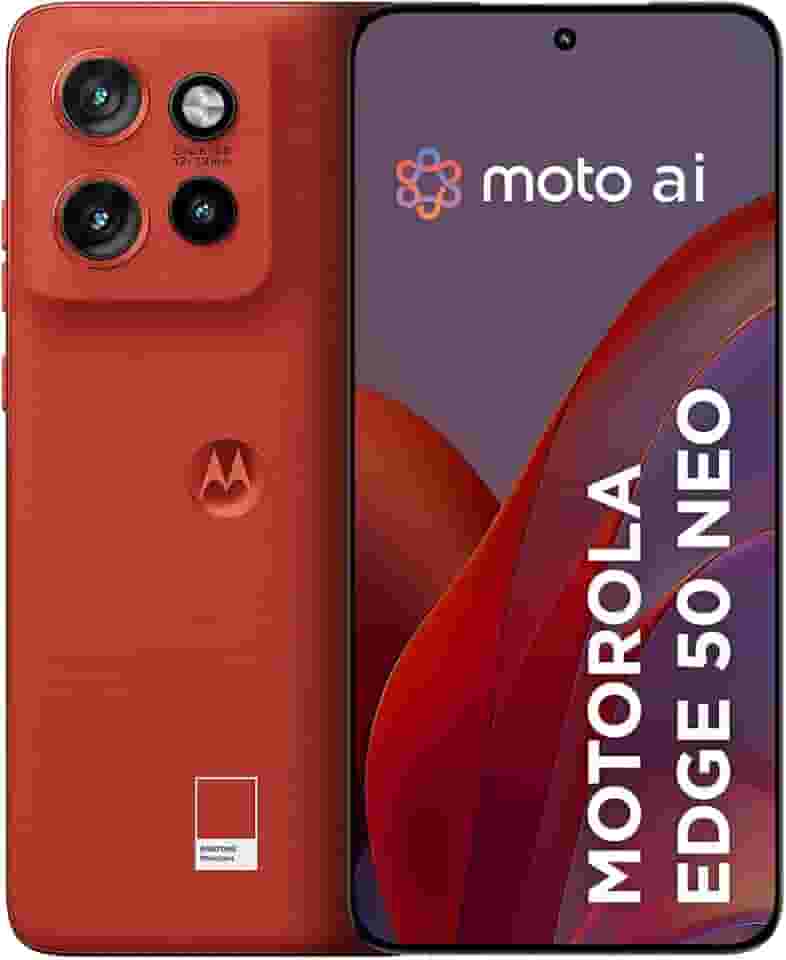 Smartphone Motorola Edge 50 Neo 5G - 256GB 16GB (8GB RAM+8GB Ram Boost) 50MP Sony Camera Moto AI Ultrarresistencia militar - Poinciana Vegan Leather