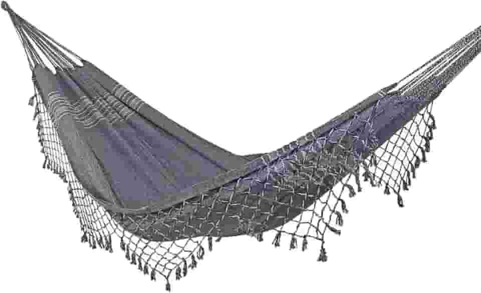 Rede de Dormir e Descanso Jeans Casal 100% Algodão Jaguaruana. (Cinza)