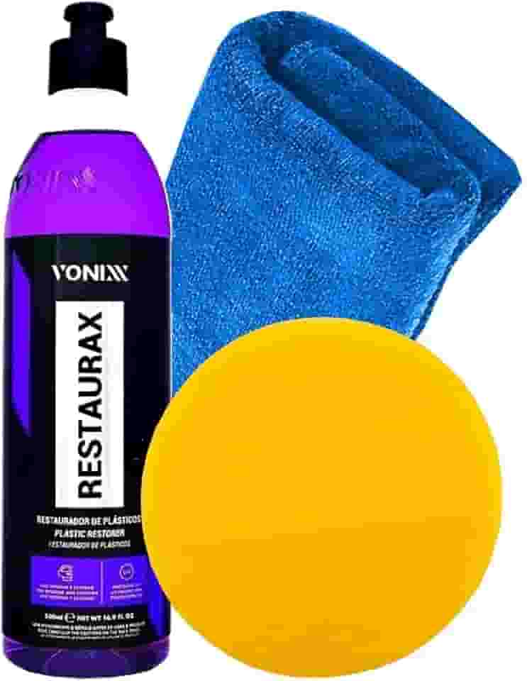Revitalizador de Plásticos Restaurax Vonixx 500ml Toalha e Aplicador