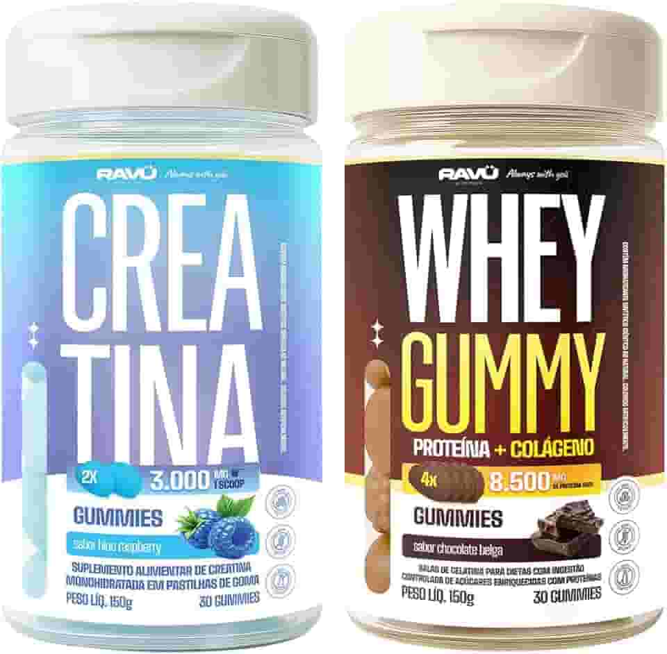 Whey Protein + Creatina em Gomas, Suplemento para Força e Performance, Formato Gummy - Ravu Nutrition
