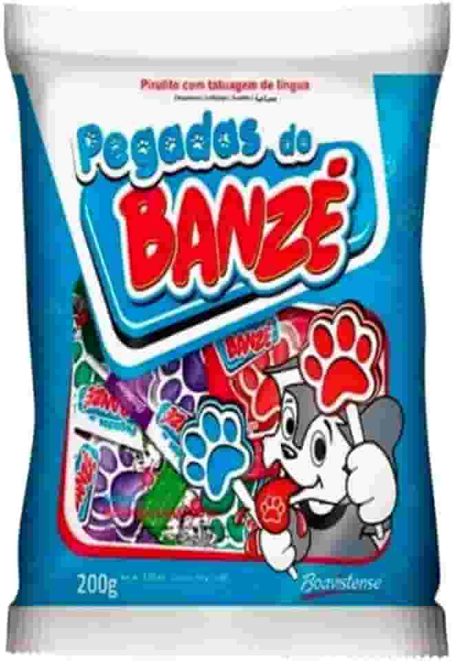 Pirulito Pegadas Do Banzé Florestal 200G, Pirulito Infantil Interativo Com Língua Colorida, Azul, Sabores Frutados De Morango, Limão E Uva, Visual Divertido E Surpreendente, Ideal Para Festas E Brinc